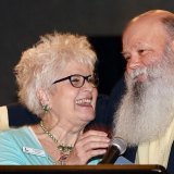 Lemoore High School Teacher Marybeth Hearn started the school's Guide Dog Program in 1989. Kings County Supervisor Joe Neves presented her with the Organization of the Year award.